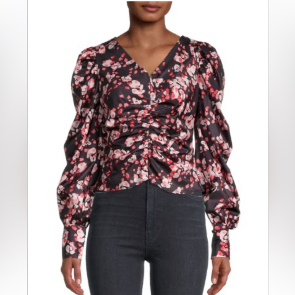 HL Affair Puffed Sleeve Abstract Print Blouse NWT Size Medium